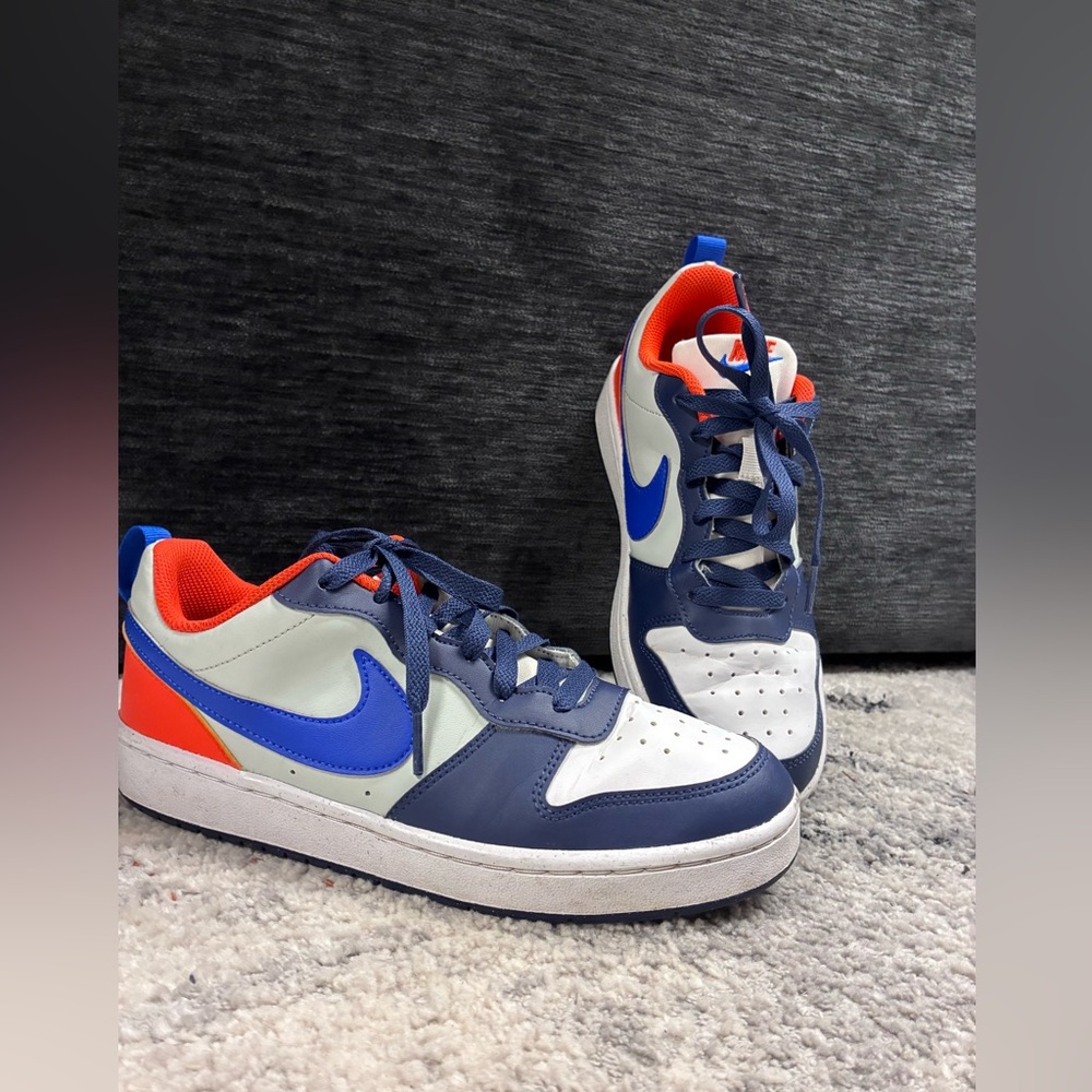 Sz. 7Y “Big Boys”Nike Court Borough Navy / Orange Light Silver Hyper Royal - Picture 10 of 15